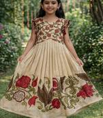 Girls middy dress with  beautifully crafted an elegant printed hem and a stunning printed yoke