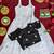 Elegant black & white printed gown with delicate thread and sequins detailing