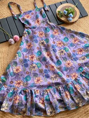 A cute ruffled floral print dress for girls 1