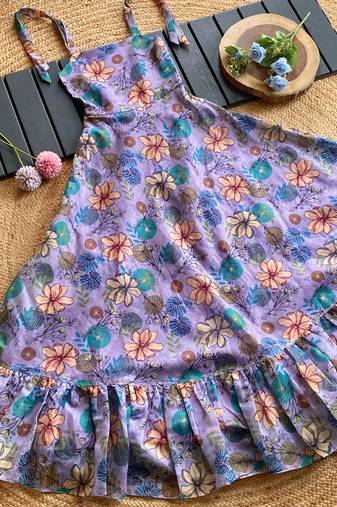 A cute ruffled floral print dress for girls
