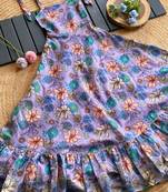 A cute ruffled floral print dress for girls