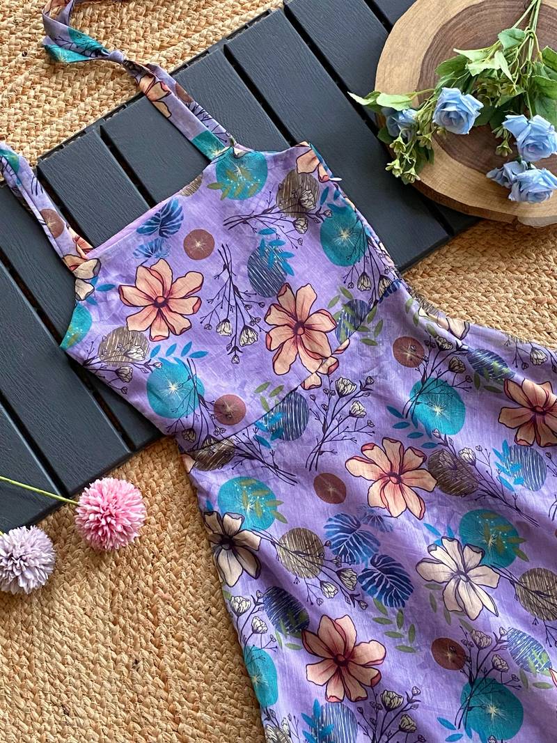 A cute ruffled floral print dress for girls