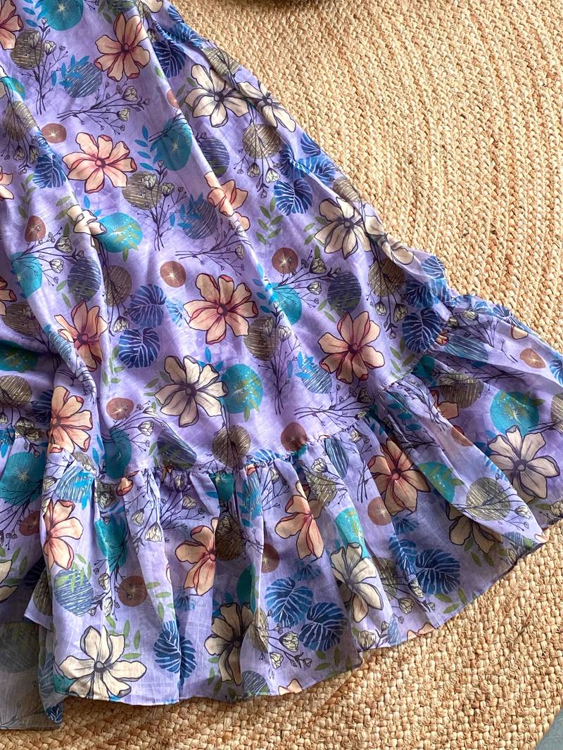 A cute ruffled floral print dress for girls