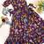 Purple tussar silk gown for girls features a vibrant pen kalamkari floral print