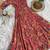 This flared penkalamkari dress with gota detailing and a front tie-up