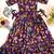 Purple tussar silk gown for girls features a vibrant pen kalamkari floral print