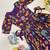 Purple tussar silk gown for girls features a vibrant pen kalamkari floral print