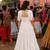 White cotton readymade navratri anarakali suit with mirror & thread work