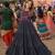 Black cotton readymade navratri anarakali suit with mirror & thread work