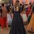 Black cotton readymade navratri anarakali suit with mirror & thread work