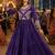Purple cotton readymade navratri anarakali suit with mirror & thread work