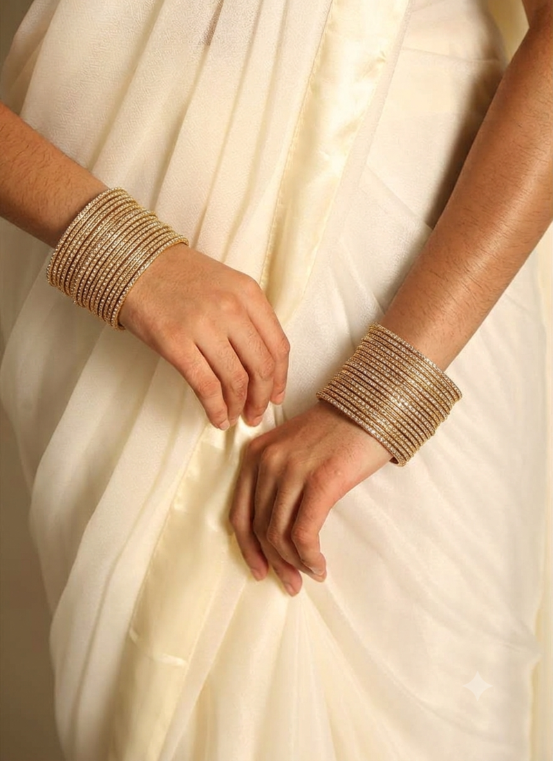 Gold metal bangle set for traditional & festive wear