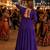 Purple cotton readymade navratri anarakali suit with mirror & thread work