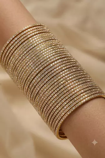 Gold metal bangle set for traditional & festive wear