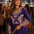 Purple cotton readymade navratri anarakali suit with mirror & thread work