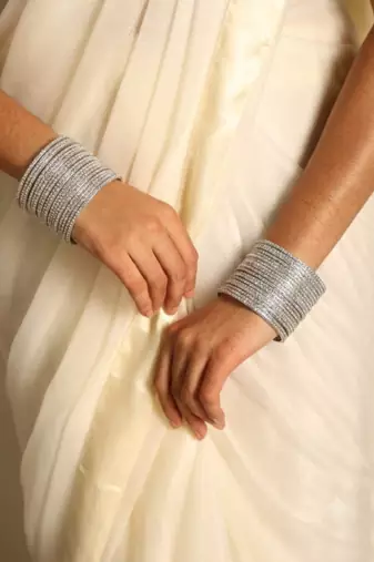 Silver metal bangle set for traditional & festive wear