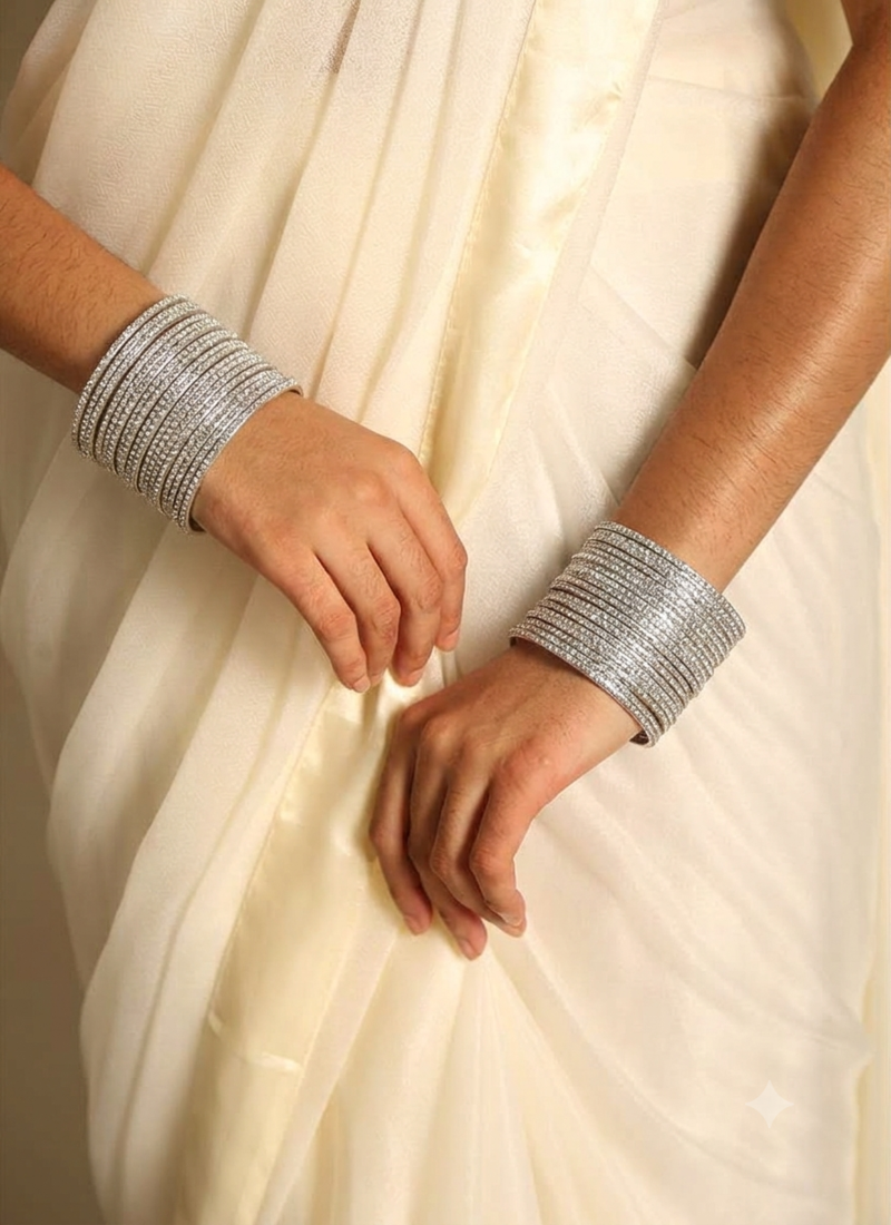 Silver metal bangle set for traditional & festive wear