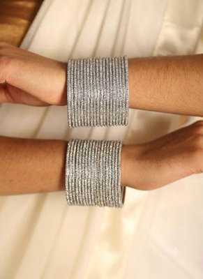 Silver metal bangle set for traditional & festive wear 2