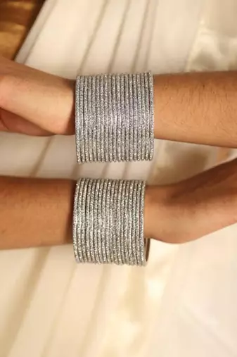Silver metal bangle set for traditional & festive wear