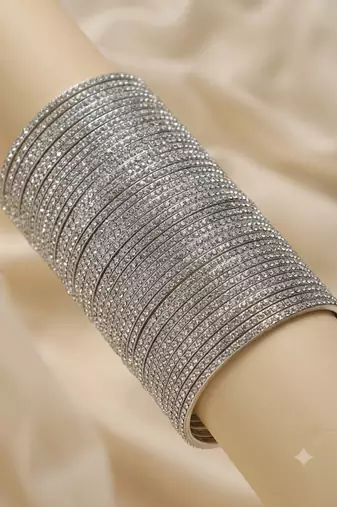 Silver metal bangle set for traditional & festive wear