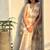 Ivory & gold stripe linen saree with blouse piece