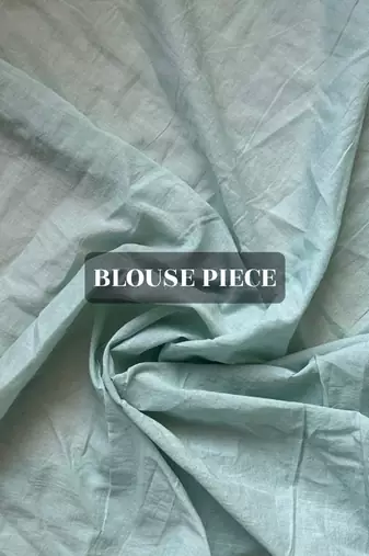 White & sea blue tie & dye mul cotton saree with blouse piece