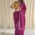 Pink hand block printed mulmul cotton saree with blouse piece