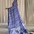Cove blue hand block printed mulmul cotton saree with blouse piece