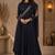 Navy blue silk blend sequins work anarkali suit