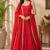 Red georgette lace work anarkali suit