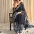 Black hand block printed linen cotton saree with blouse piece