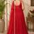 Red georgette lace work anarkali suit