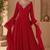 Dark red crepe hand embroidery work anarkali suit