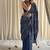 Blue half & half hand block printed mulmul cotton saree with blouse piece