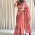 Hand block printed pink mulmul saree with blouse piece