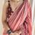 Hand block printed pink mulmul saree with blouse piece