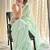 Pastel mint hand block printed mulmul cotton saree with blouse piece