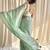 Pastel mint hand block printed mulmul cotton saree with blouse piece