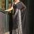 Soft moss crepe black printed saree with blouse piece