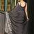 Soft moss crepe black printed saree with blouse piece