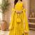 Mustard georgette lace work anarkali suit
