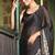 Soft moss crepe black printed saree with blouse piece