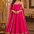 Pink silk blend lace work anarkali suit