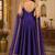 Blue silk blend lace work anarkali suit