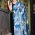 Blue abstract print soft silk saree with zari border with blouse piece