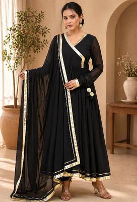 Black georgette gotta patti work anarkali suit 1