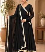 Black georgette gotta patti work anarkali suit