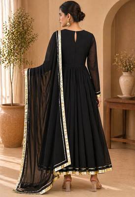 Black georgette gotta patti work anarkali suit 2