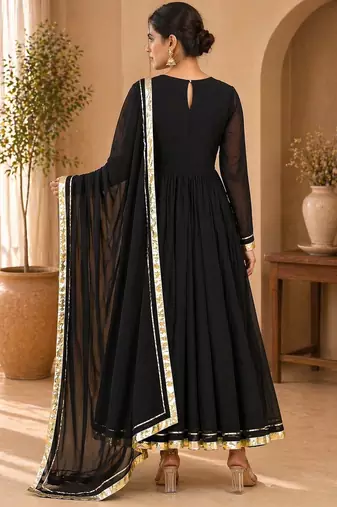 Black georgette gotta patti work anarkali suit