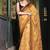 Soft moss crepe mustard printed saree with blouse piece
